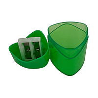 Pack of 12 Green Two Hole Sharpener with Canister