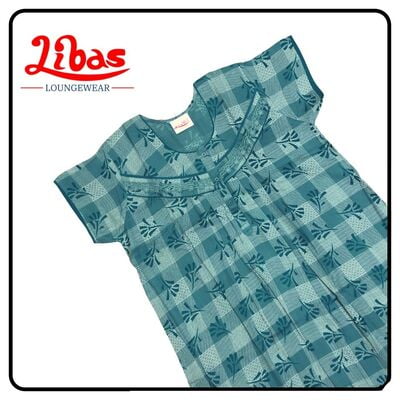 Calypso alphine pleated nighty in geometric print & with button closure from libas-PLT059 Calypso alphine pleated nighty in geometric print & with button closure from libas-PLT059