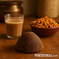 Palm jaggery on wooden table – Kerala traditional sweetener