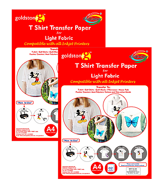T Shirt Transfer Inkjet Photo Paper for Light Fabrics A4/10 Sheets 2 PACKETS OF 5 SHEETS