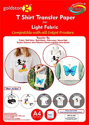 A4 T Shirt transfer paper for light fabric 100 sheets
