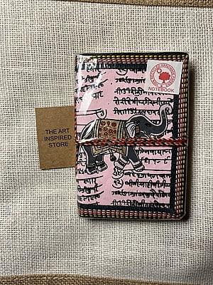 Kaagaz Handcrafted Pocket Notebook | 'Buddha' Print | Light Pink