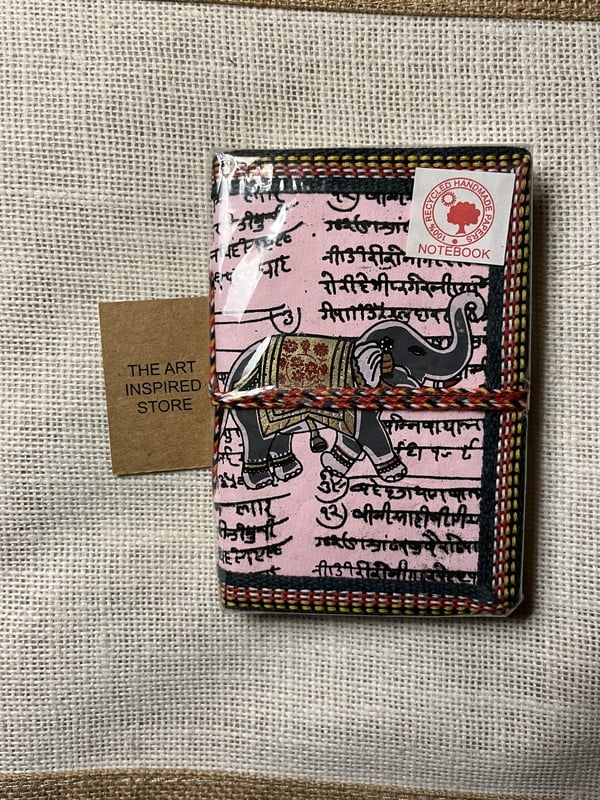 Kaagaz Handcrafted Pocket Notebook | 'Buddha' Print | Light Pink