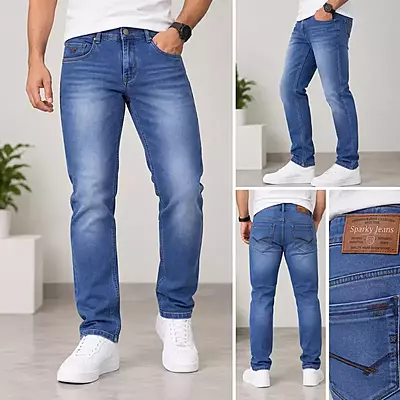Men’s Mid Blue Slim Fit Faded Denim Jeans