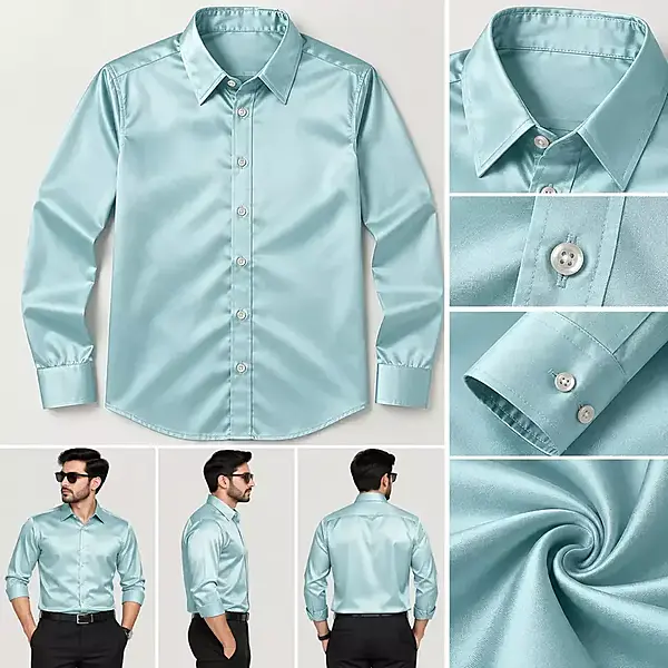 Men’s Light Blue Solid Button-Down Shirt