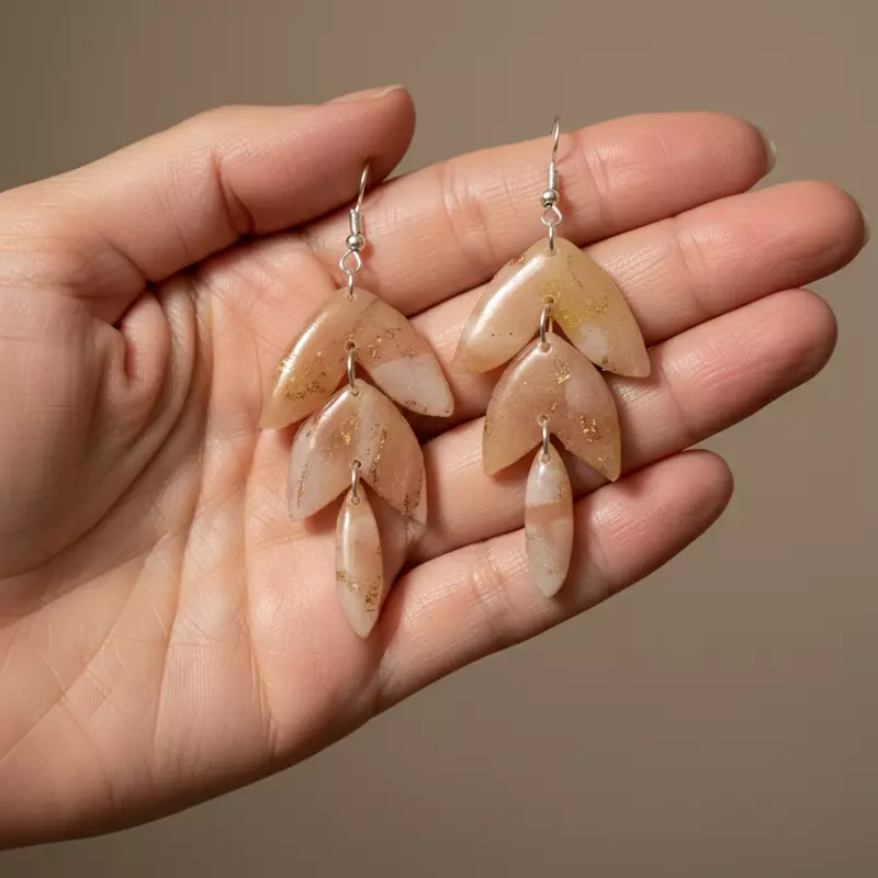 Peach Quartz Tiered Leave earrings