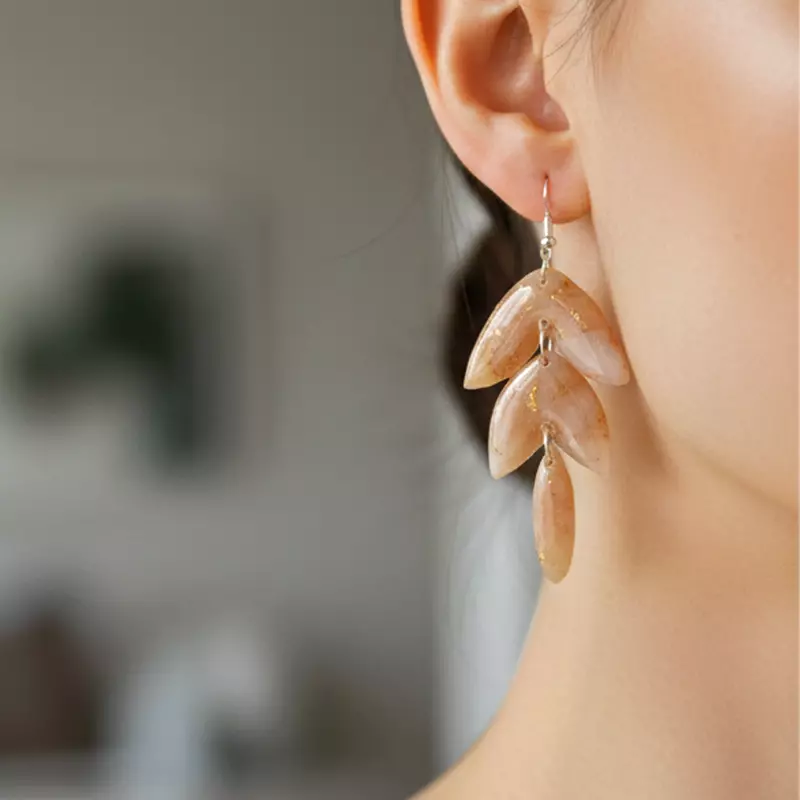 Peach Quartz Tiered Leave earrings