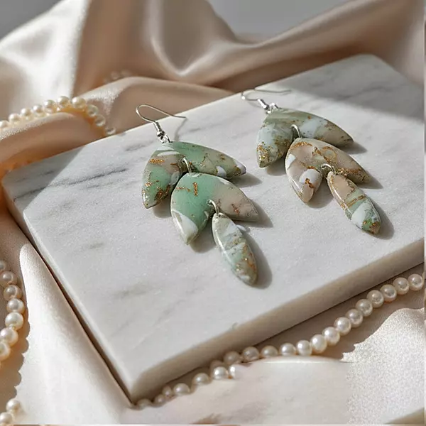 Ethereal Sage Marble Drop earrings