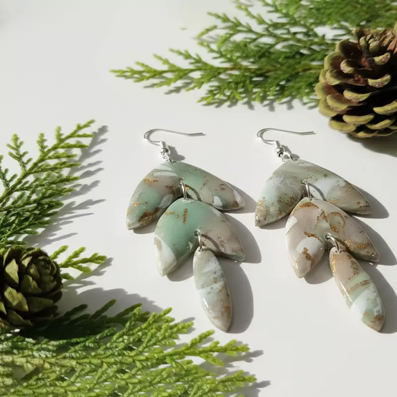 Ethereal Sage Marble Drop earrings