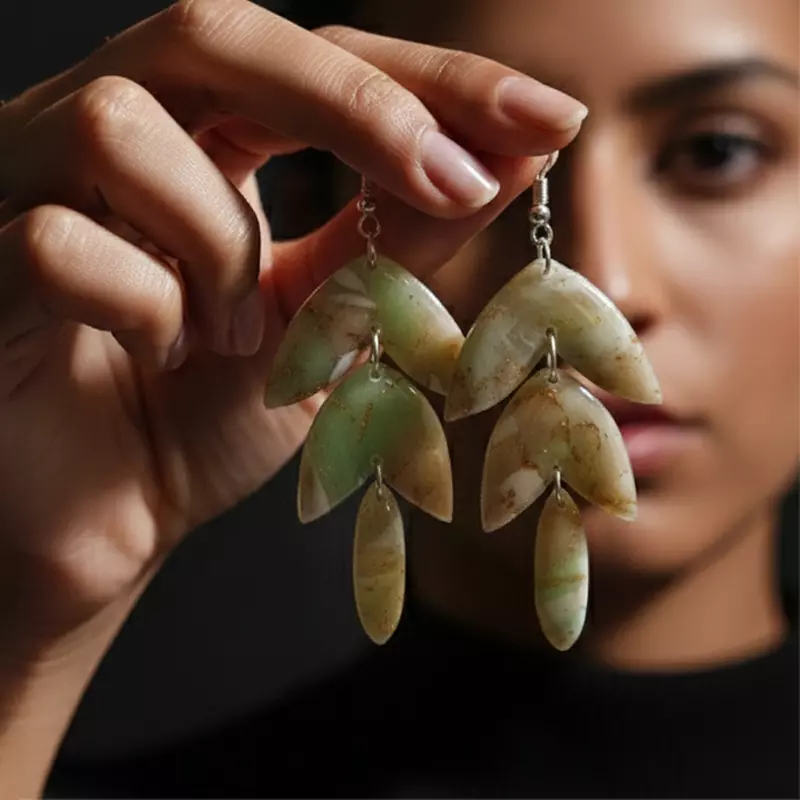 Ethereal Sage Marble Drop earrings