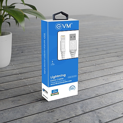 CABLE EVM LIGHTNING BRAIDED WHITE 12W (CM-013)