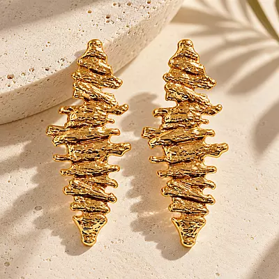 Ondavelle Gold-Tone Sculptural Pleated Earrings
