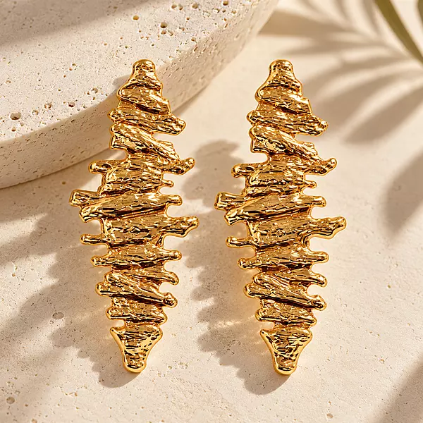 Ondavelle Gold-Tone Sculptural Pleated Earrings