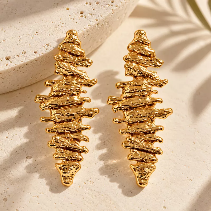 Ondavelle Gold-Tone Sculptural Pleated Earrings