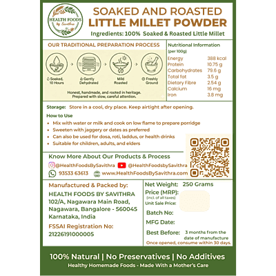 Soaked & Roasted Little Millet Powder (250 g)