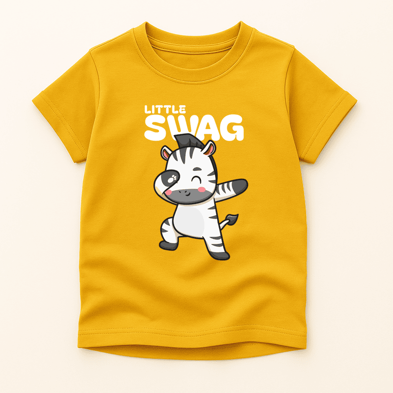 Kids Yellow Graphic T-Shirt – Little Swag Zebra Print Cotton Tee