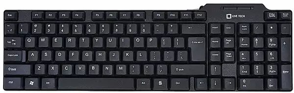 Live Tech KB 01 USB Keyboard – Affordable Design, Reliable Performance, Comfortable Typing Experience, Ideal for Home and Office Use, Plug and Play Compatibility, Durable Keys, Sleek Appearance.