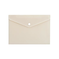 Pack of 12 A5 Ivory Soft Touch Plastic Document Wallets with Button Closure