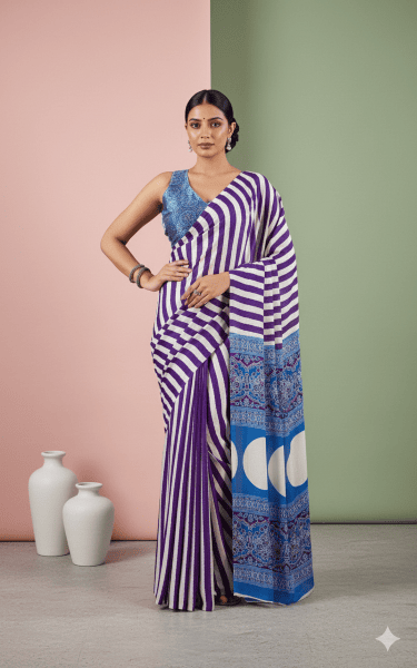 Aparna - Modal Silk Saree in Ajrakh Blouse SWS214