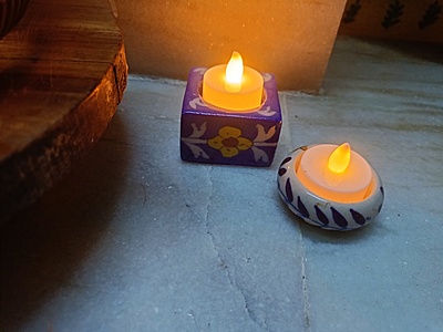 Round Tea-Light Holders set of 2