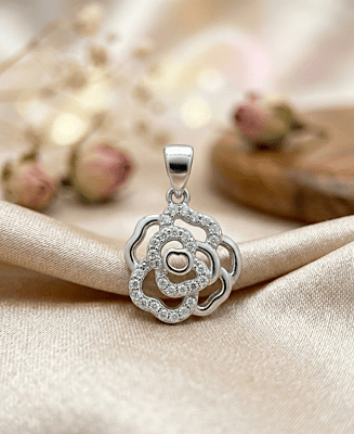 925 Silver Heart of the Rose Pendant