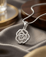 925 Silver Heart of the Rose Pendant