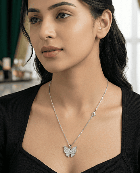 925 Silver Sparkling Butterfly Pendant
