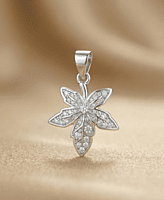 925 Silver Pavé Maple Leaf Pendant
