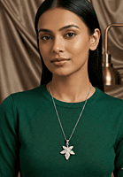 925 Silver Pavé Maple Leaf Pendant