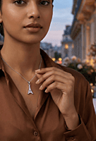 925 Silver Studded Eiffel Tower Locket