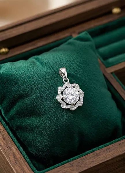 925 Silver Floral Sunburst Pendant