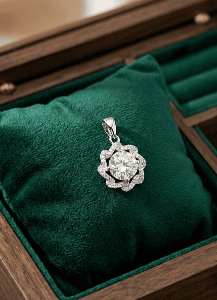 925 Silver Floral Sunburst Pendant