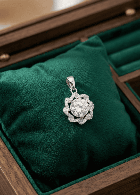 925 Silver Floral Sunburst Pendant