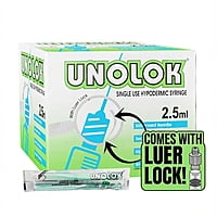 HMD Unolok Syringe 2.5ml 26G x 1.5 Inch Needle | Luer Lock Sterile Disposable Syringe | Box of 100