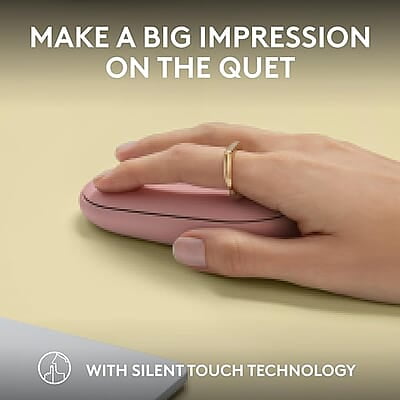 Logitech Pebble Mouse 2 M350s Slim Bluetooth Wireless Mouse, Portable, Lightweight, Customisable Button, Quiet Clicks, Easy-Switch for Windows, macOS