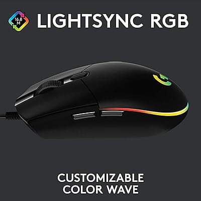 Logitech G102 USB Light Sync Gaming Mouse with Customizable RGB Lighting, 6 Programmable Buttons, Gaming Grade Sensor, 8K DPI Tracking, 16.8mn Color,
