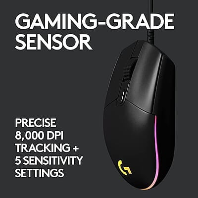 Logitech G102 USB Light Sync Gaming Mouse with Customizable RGB Lighting, 6 Programmable Buttons, Gaming Grade Sensor, 8K DPI Tracking, 16.8mn Color,