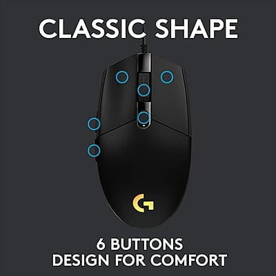 Logitech G102 USB Light Sync Gaming Mouse with Customizable RGB Lighting, 6 Programmable Buttons, Gaming Grade Sensor, 8K DPI Tracking, 16.8mn Color,
