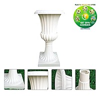 Plastic Lotus Stand Pot | 18 Inch | White | Round