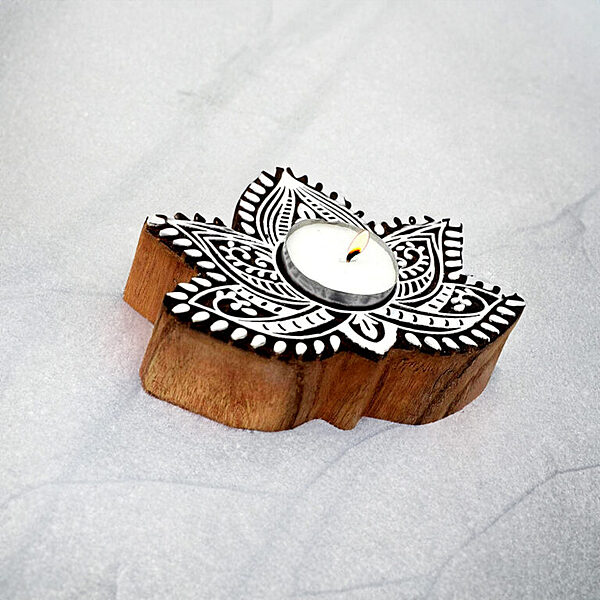 Hand-Carved Block Tea-Light Holder