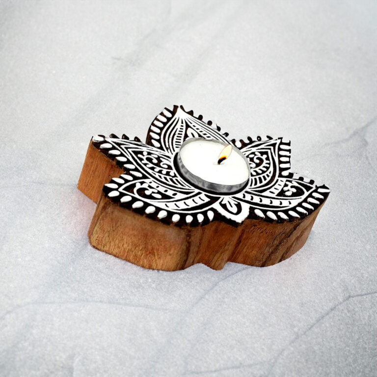 Hand-Carved Block Tea-Light Holder