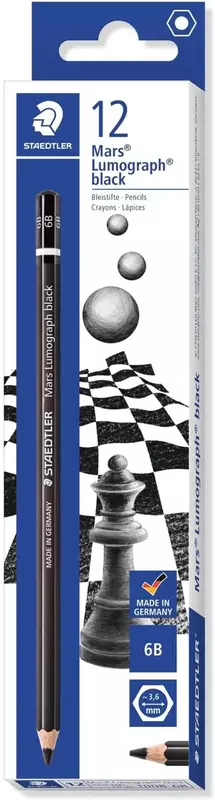 STA 100B LUMOGRAPH BLACK PENCILS - 6B STA 100B LUMOGRAPH BLACK PENCILS - 6B