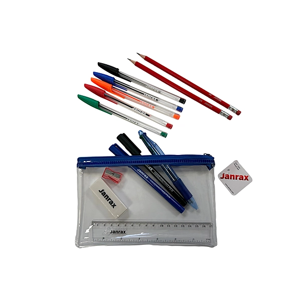 Stationery Filled Blue Zip 8x5"" Pencil Case