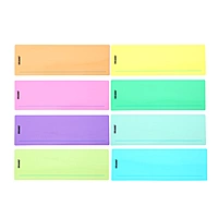 Pack of 8 Assorted Coloured 210x80mm Dyslexia Overlay Reading Strips â€“ PET Material, Rounded Corners