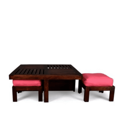 Smart Home Coffee Table With Four Stools Wenge And Pink Smart Home Coffee Table With Four Stools Wenge And Pink