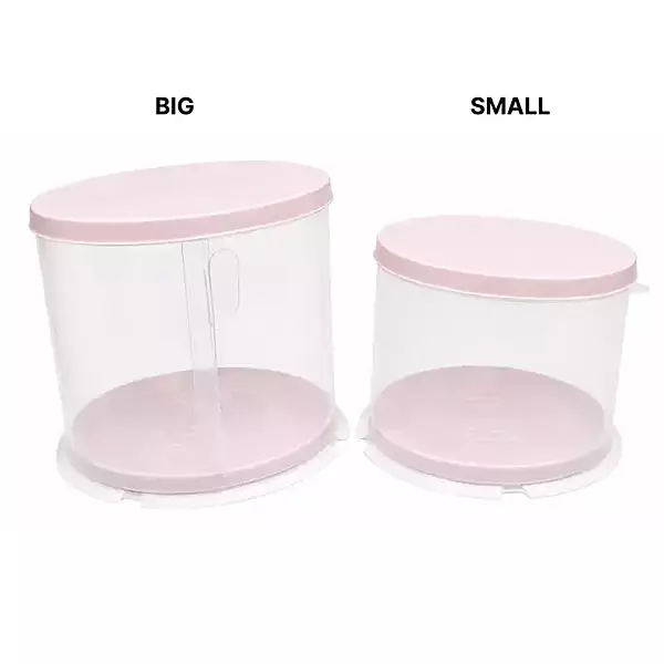 Pink Round Plastic Cake Storage Container with Lid – 16.5*12cm Small