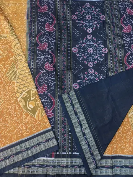 BADA MACHA BANDHA SAREE-YELLOW