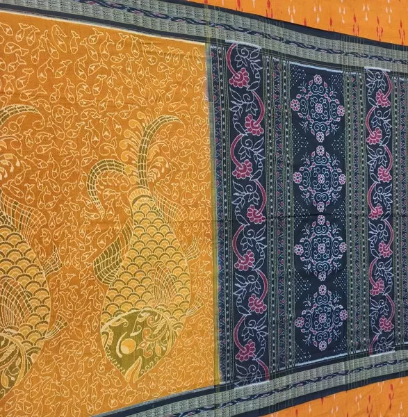 BADA MACHA BANDHA SAREE-YELLOW