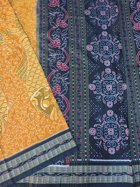 BADA MACHA BANDHA SAREE-YELLOW