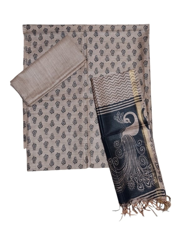 Copy of Black Madhubani Print Unstitched Cotton Silk Salwar Suit with Dupatta